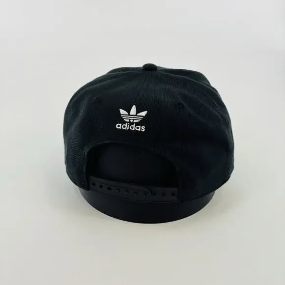 ADIDAS Men's Original White Trefoil Chain Logo Black Snapback Hat Cap One Size - Picture 4 of 8